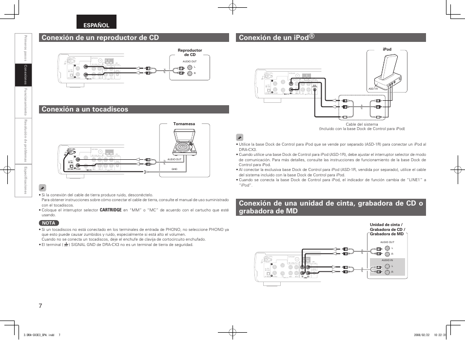 Español | Denon DRA-CX3 User Manual | Page 10 / 18