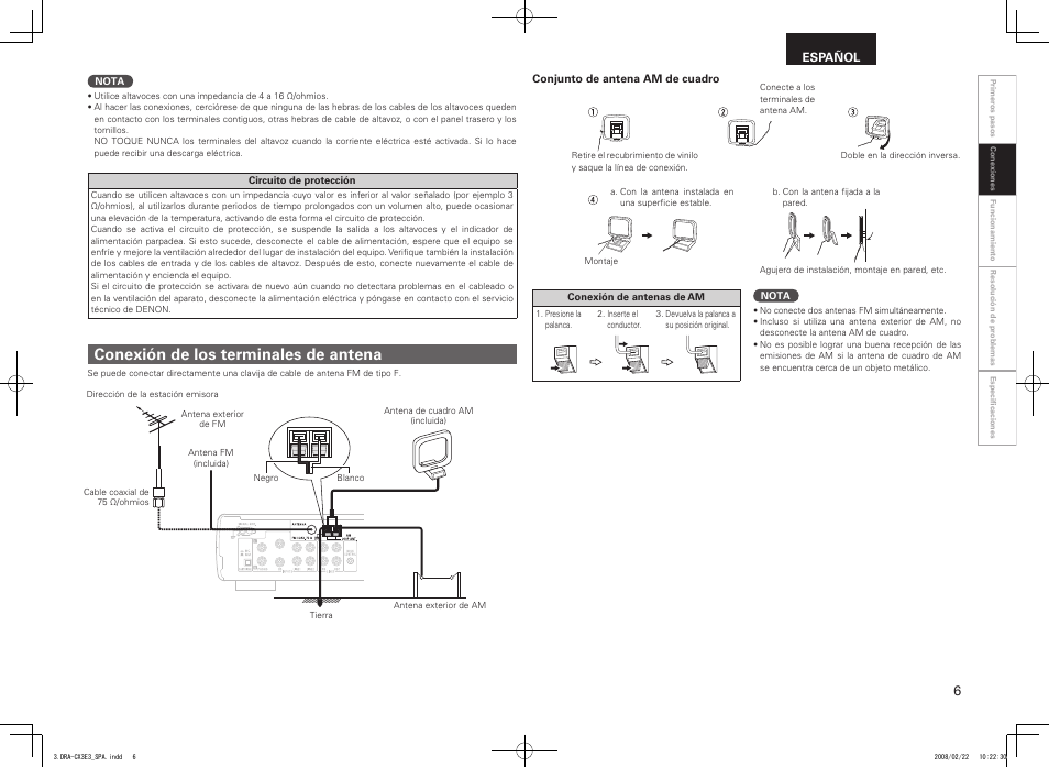 Conexión de los terminales de antena | Denon DRA-CX3 User Manual | Page 9 / 18