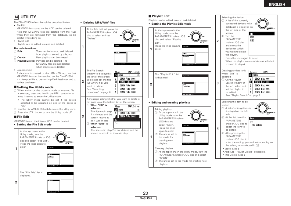 Utility, English | Denon DN-HD2500 User Manual | Page 25 / 30