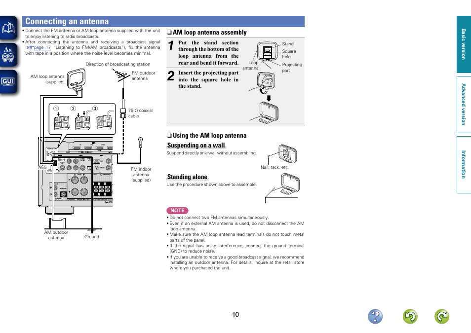 Connecting an antenna | Denon AVR-1312 User Manual | Page 13 / 63