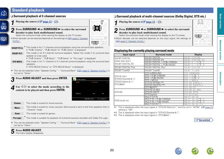 Standard playback | Denon AVR-1312 User Manual | Page 23 / 63