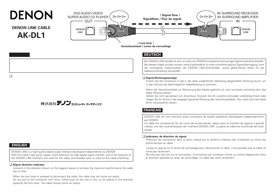 Denon AK-DL1 User Manual | 2 pages