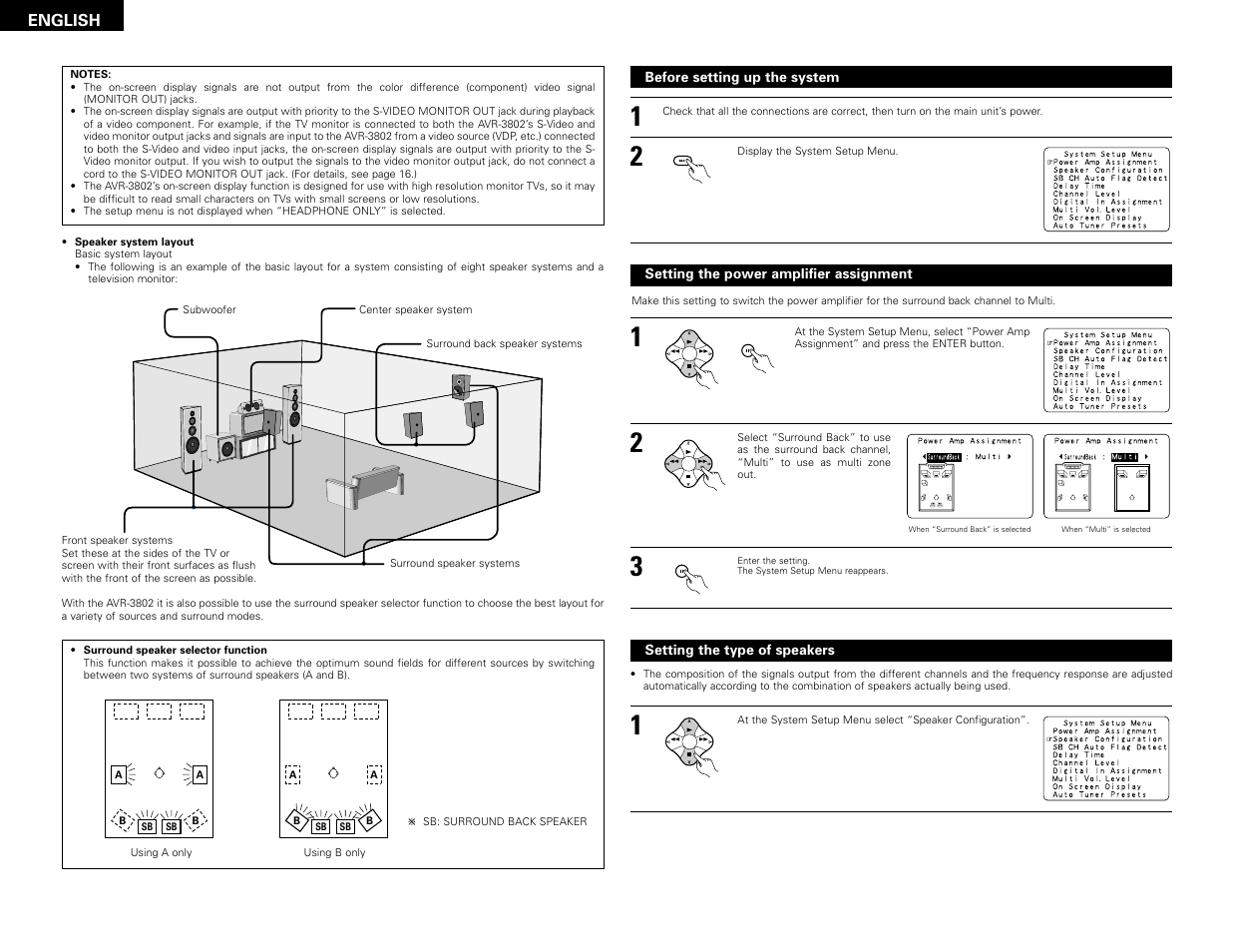 English | Denon AVR-3802 User Manual | Page 10 / 82