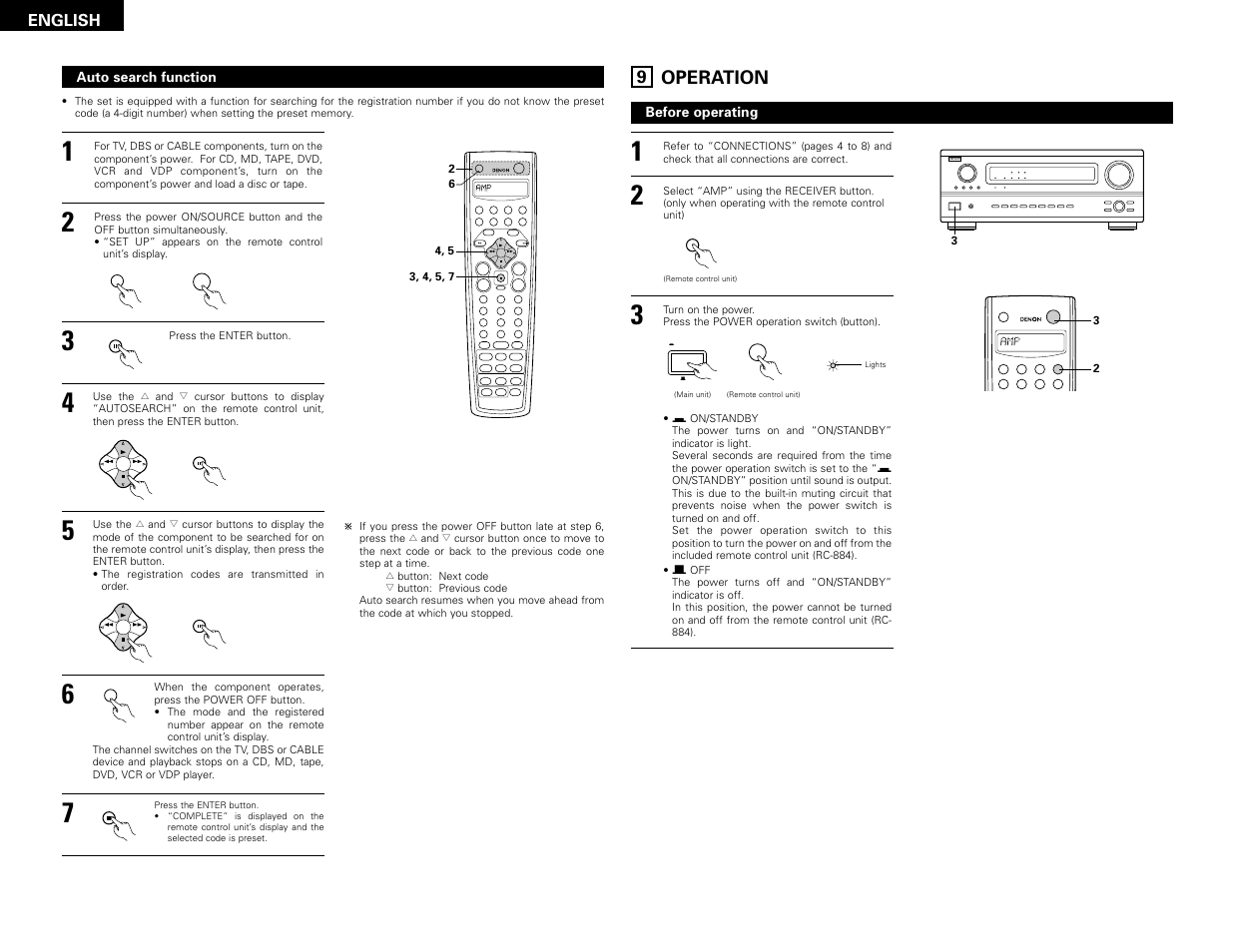 Operation, Vdp dvd | Denon AVR-3802 User Manual | Page 22 / 82