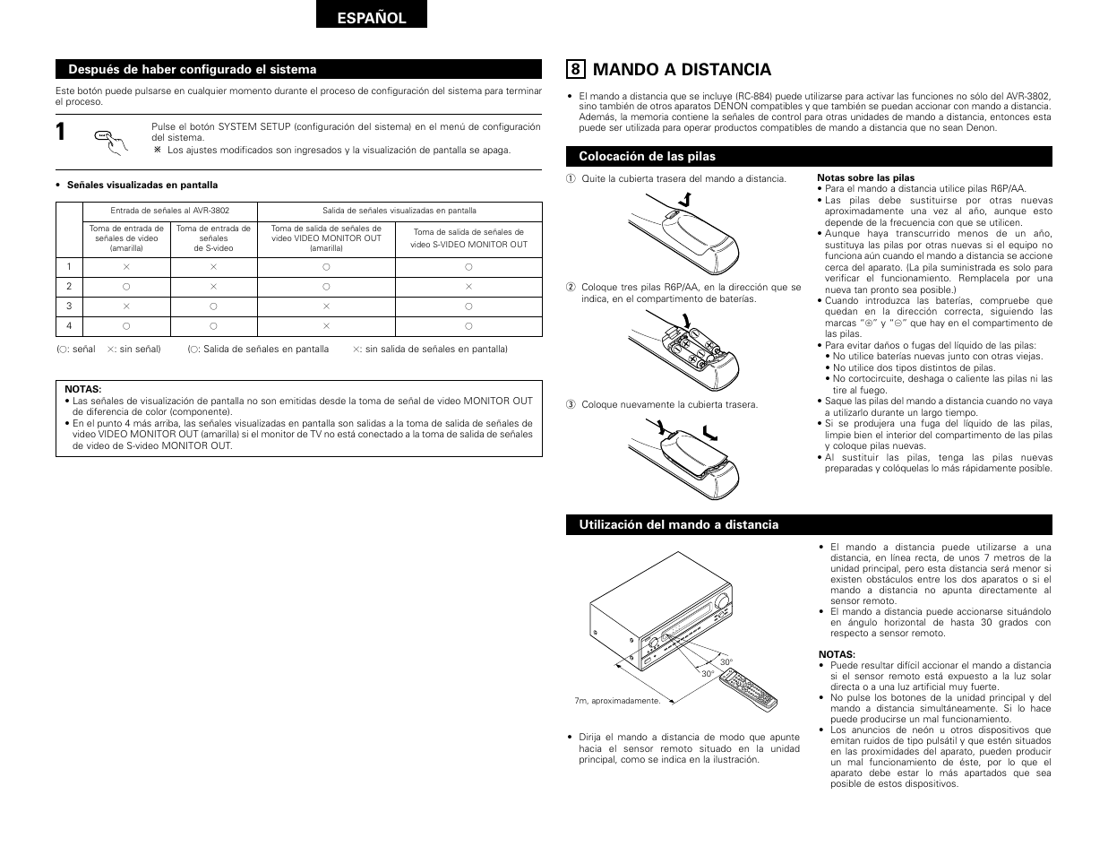 Mando a distancia, Español | Denon AVR-3802 User Manual | Page 56 / 82