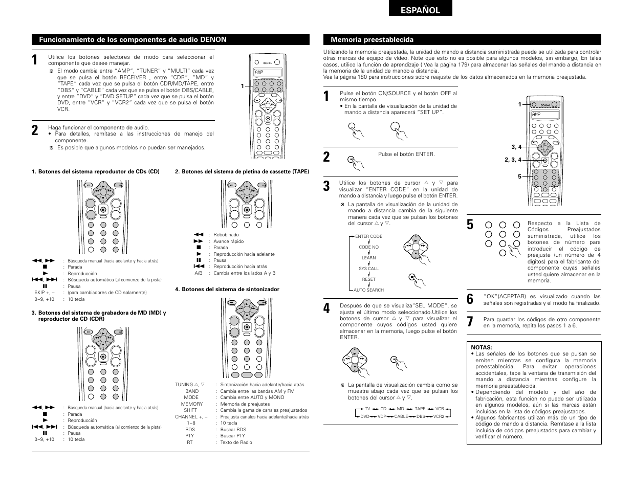 Vdp dvd, Español | Denon AVR-3802 User Manual | Page 57 / 82