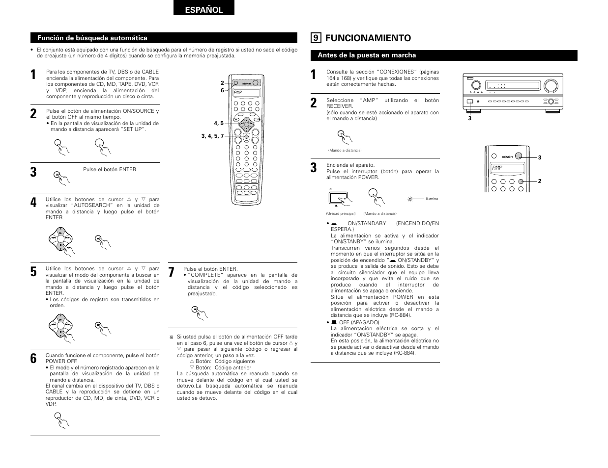 Funcionamiento, Vdp dvd | Denon AVR-3802 User Manual | Page 62 / 82