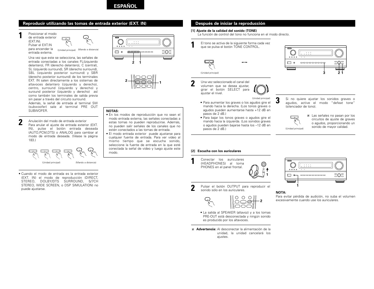 Backlight, System call, Español | Denon AVR-3802 User Manual | Page 64 / 82