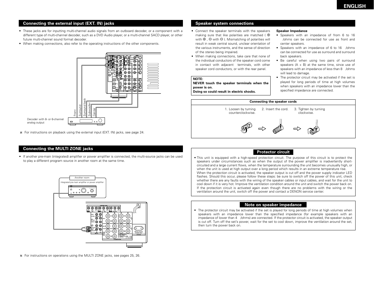 English | Denon AVR-3802 User Manual | Page 7 / 82