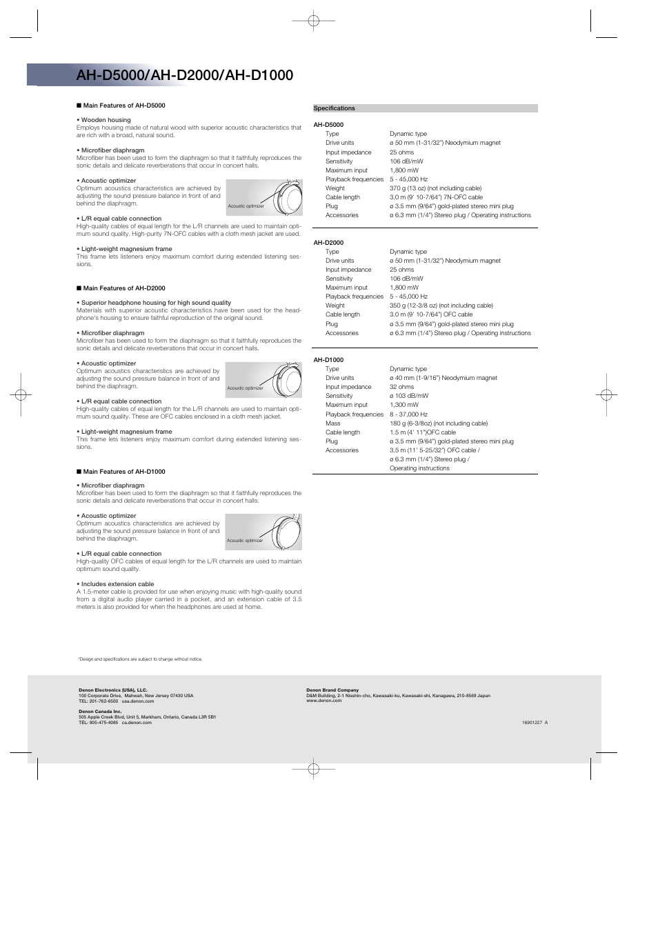 Denon AH-D5000 User Manual | Page 2 / 2