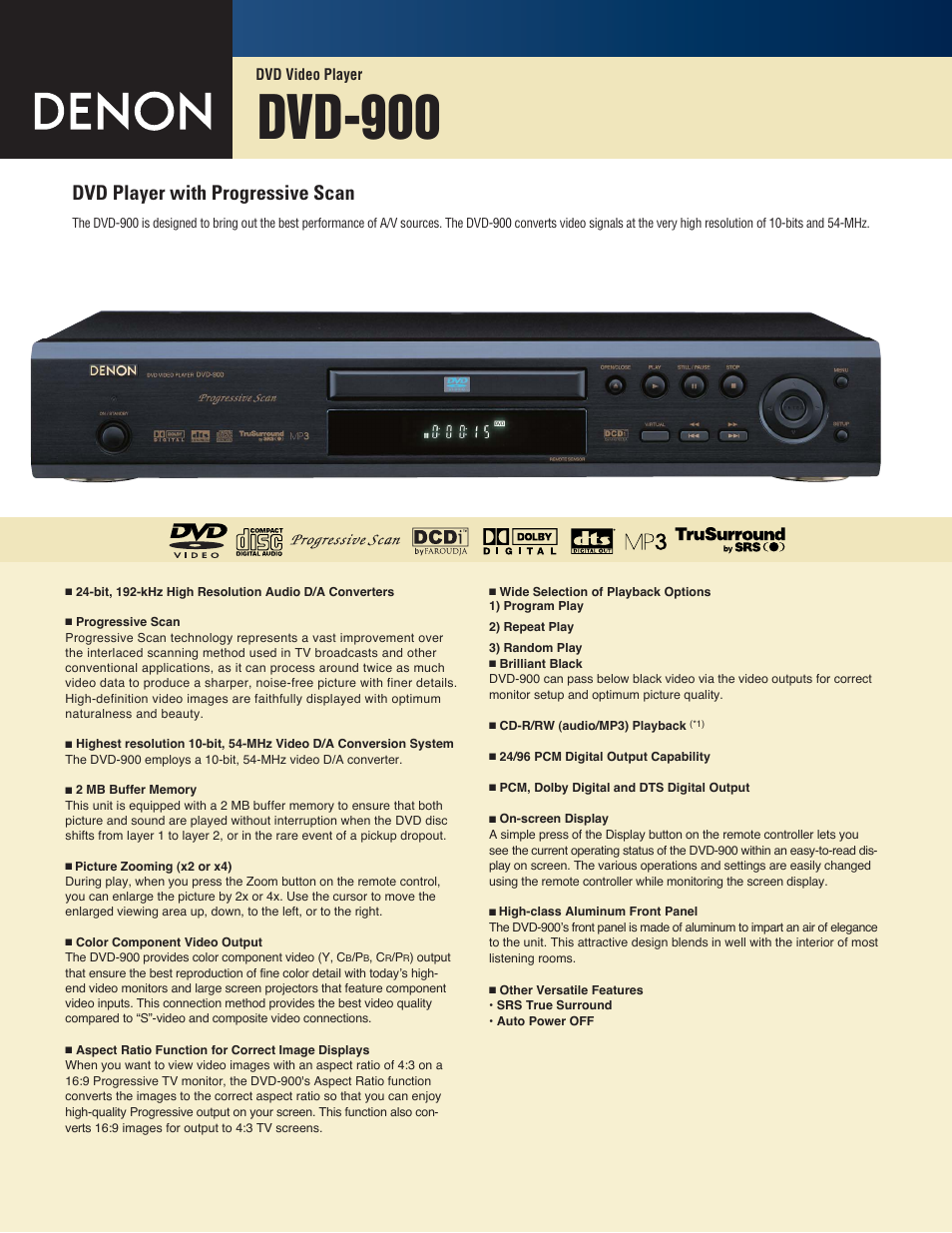 Denon DVD-900 User Manual | 2 pages