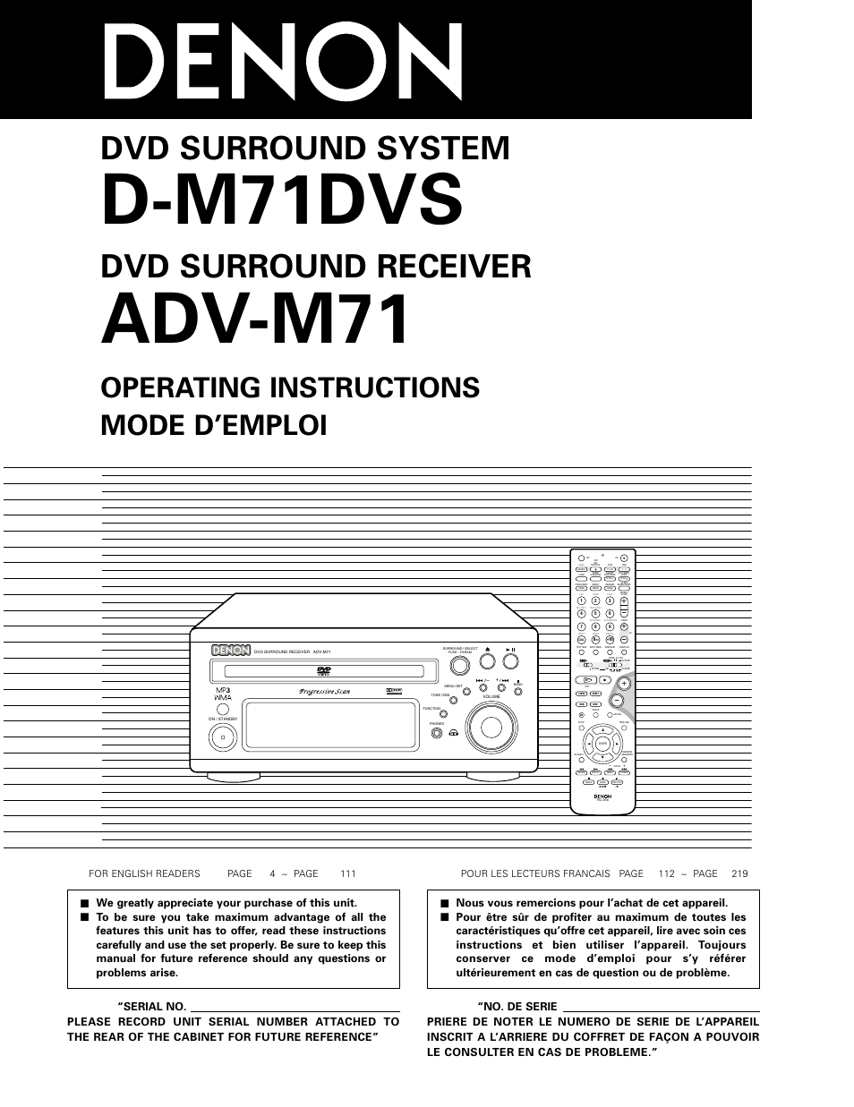 Denon ADV-M71 User Manual | 112 pages