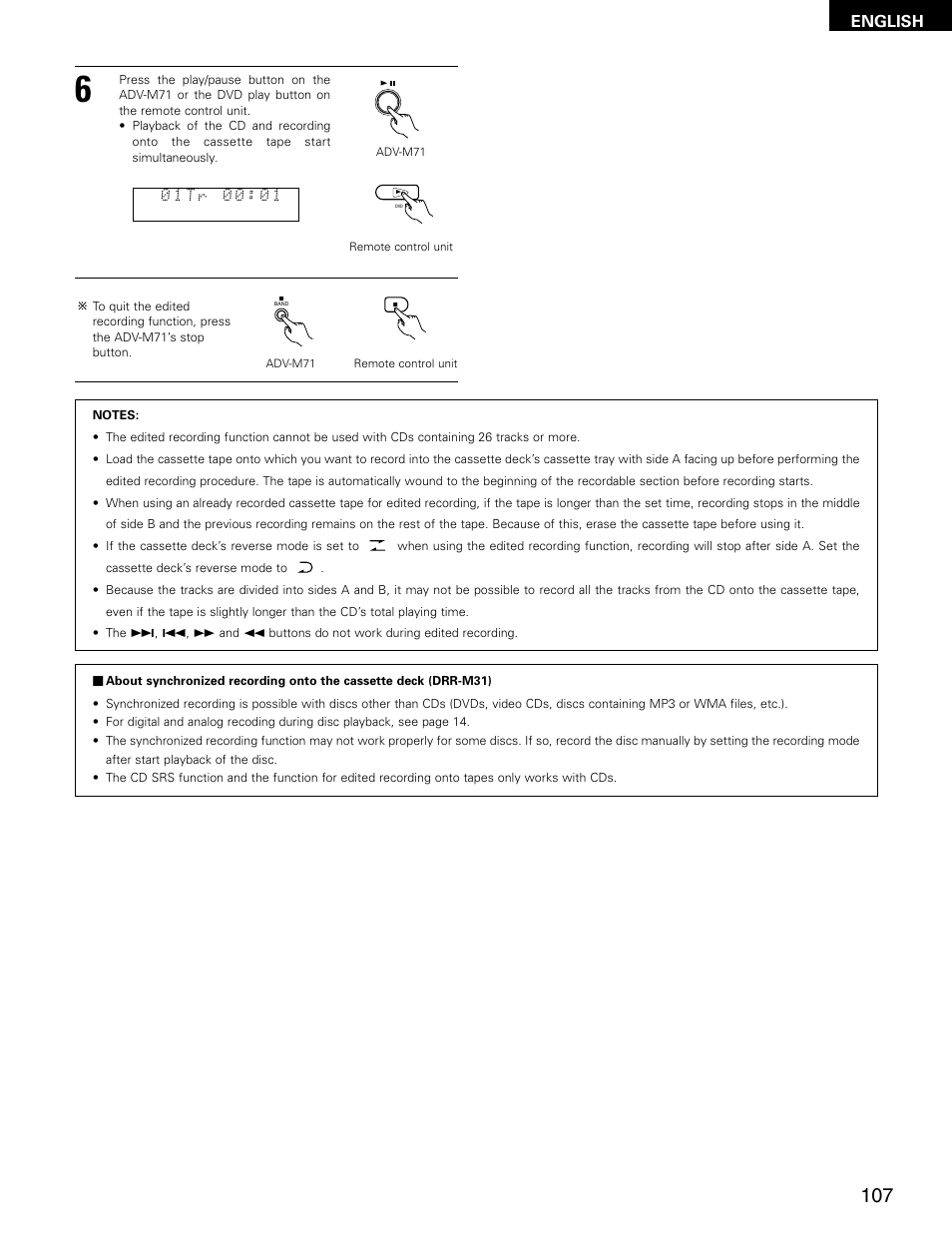 English | Denon ADV-M71 User Manual | Page 107 / 112