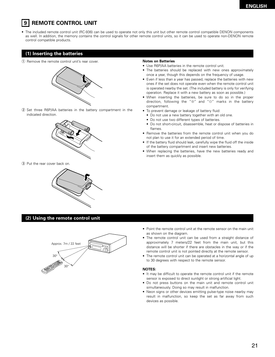 9 remote control unit | Denon ADV-M71 User Manual | Page 21 / 112