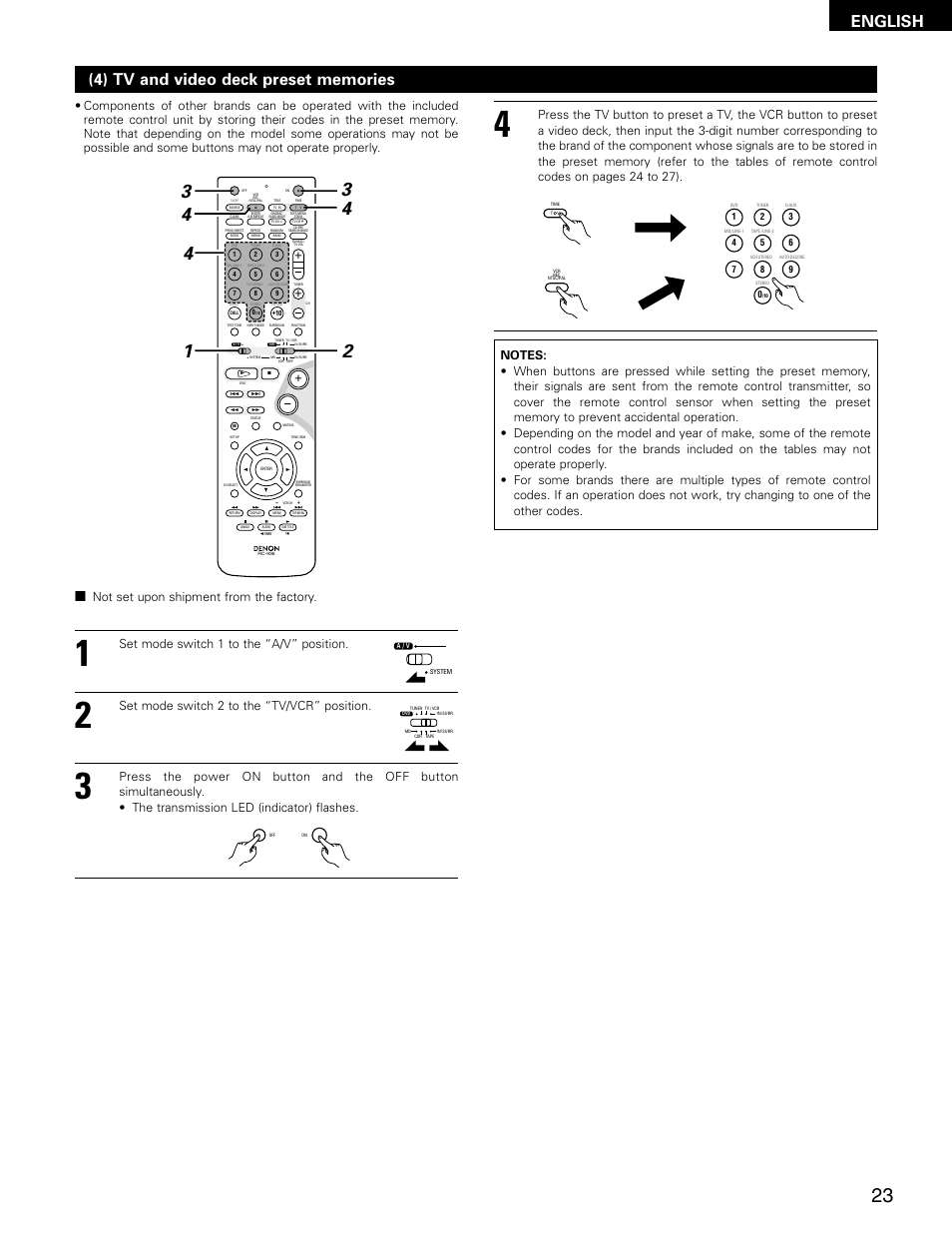 2 not set upon shipment from the factory | Denon ADV-M71 User Manual | Page 23 / 112