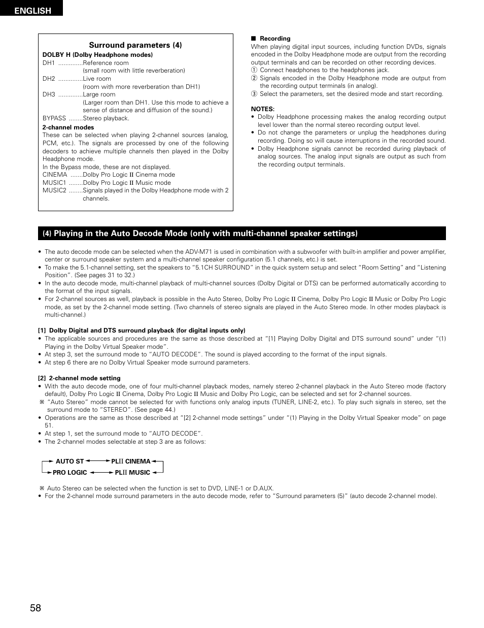 English | Denon ADV-M71 User Manual | Page 58 / 112