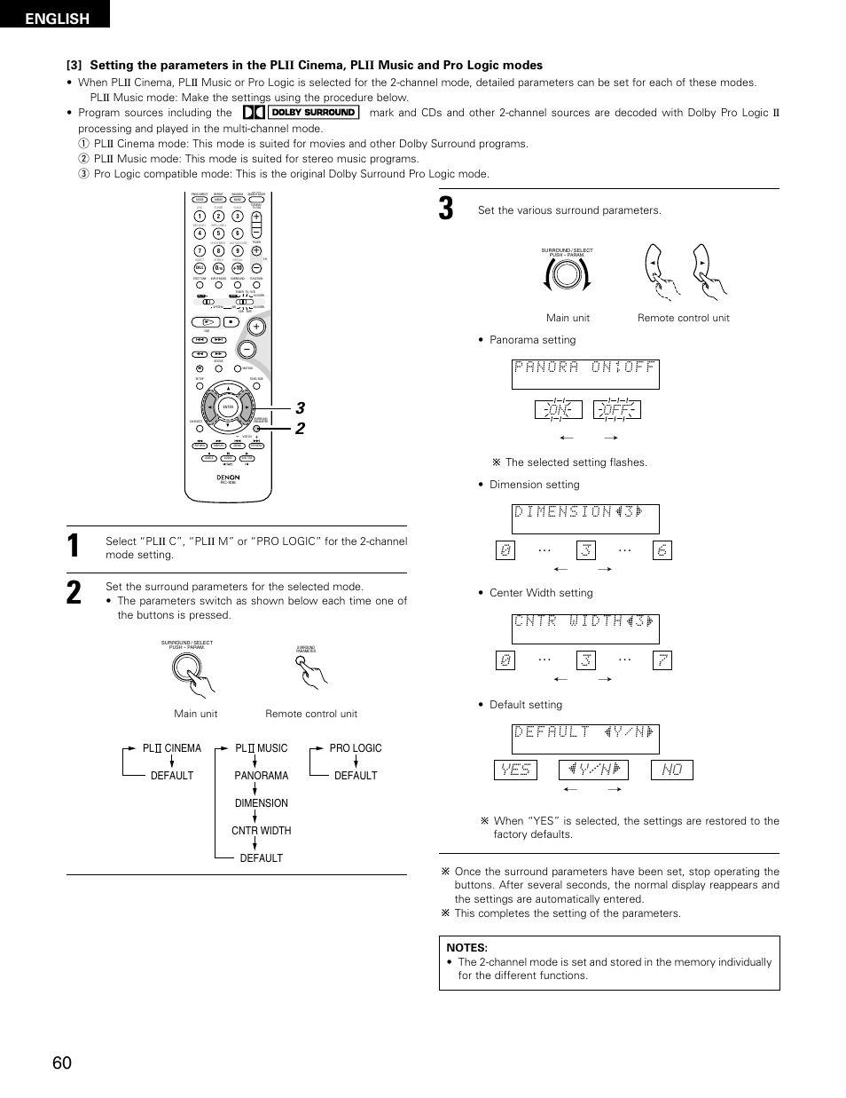 English, Yes y | Denon ADV-M71 User Manual | Page 60 / 112