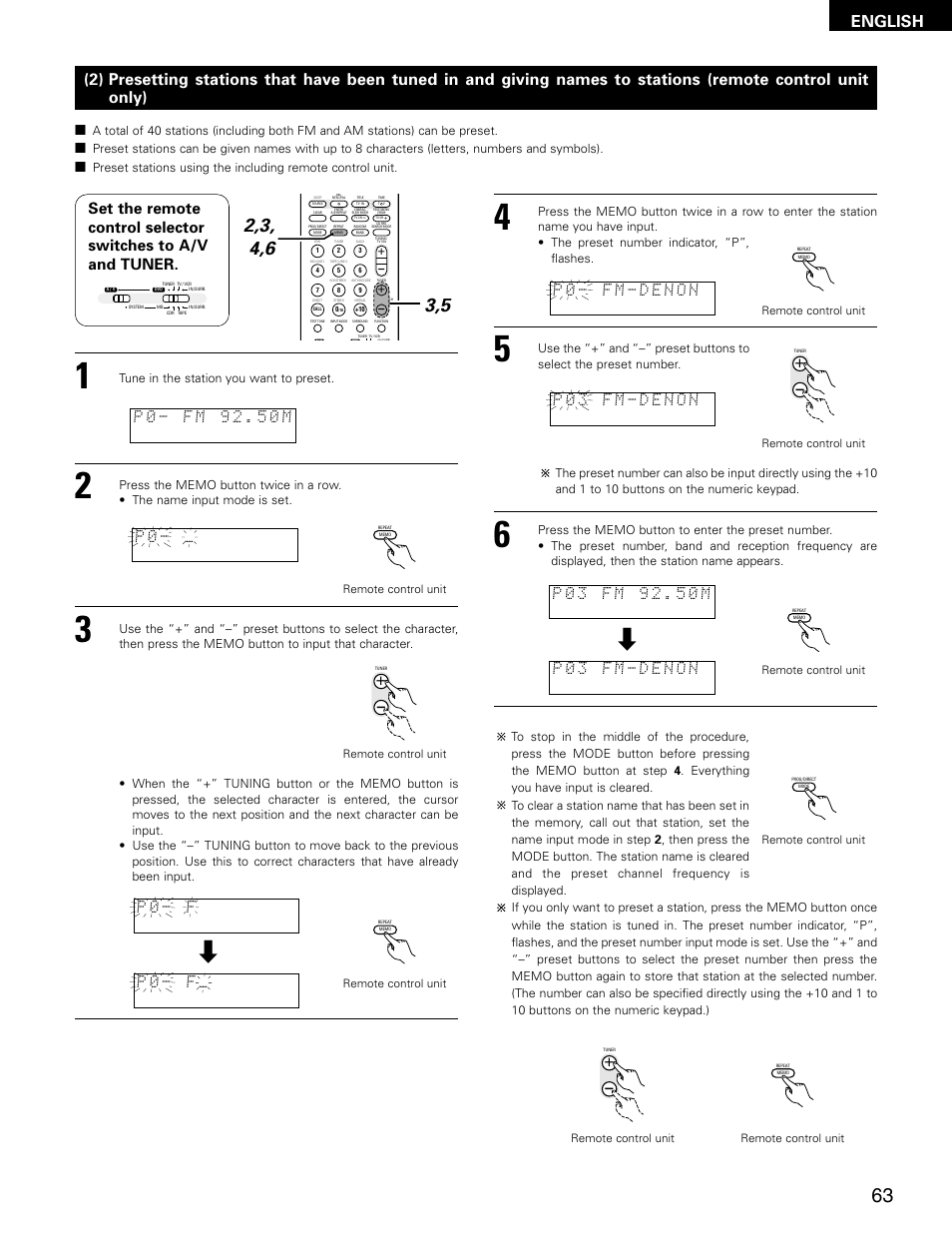 English, P 0 - f | Denon ADV-M71 User Manual | Page 63 / 112