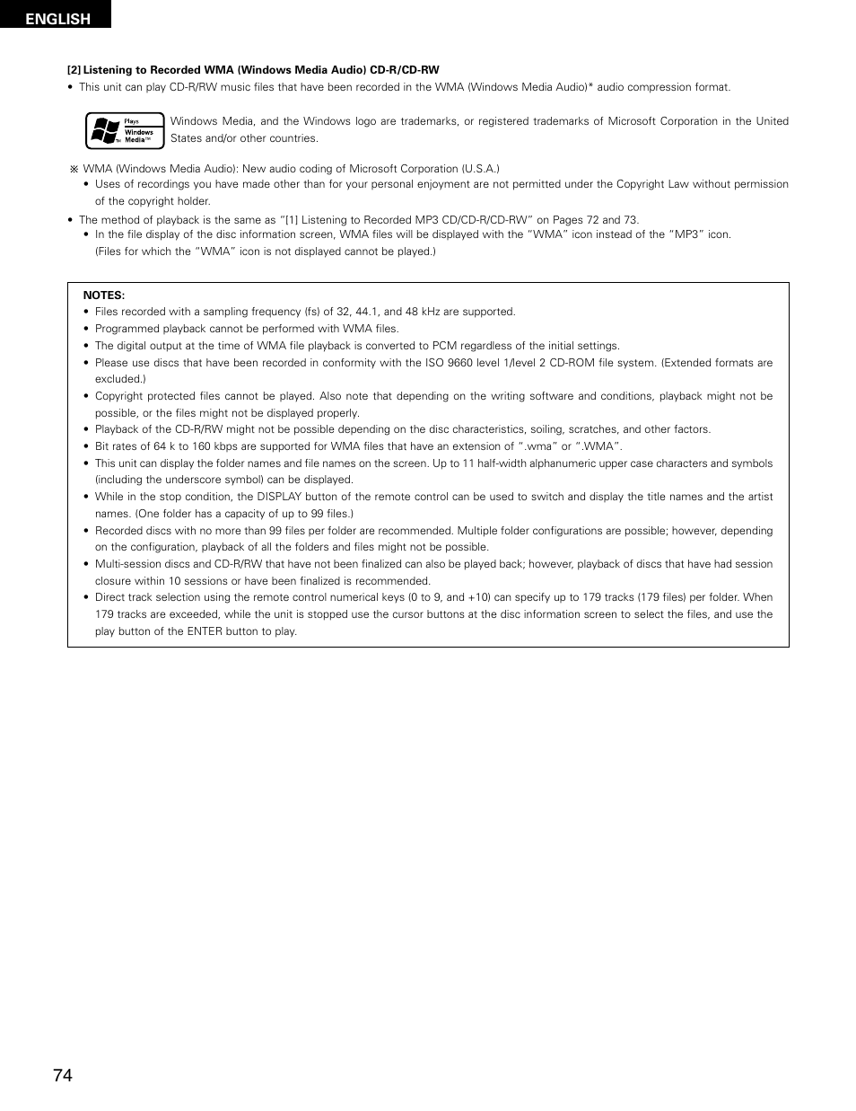 English | Denon ADV-M71 User Manual | Page 74 / 112