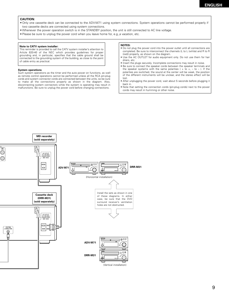 English, Virtual speaker | Denon ADV-M71 User Manual | Page 9 / 112