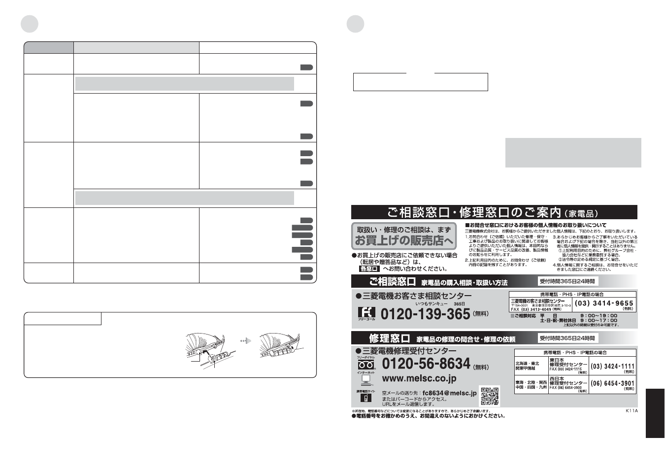 故障かな？と思ったら, 保証とアフターサービス | MITSUBISHI ELECTRIC AD-U70LS-T User Manual | Page 8 / 9