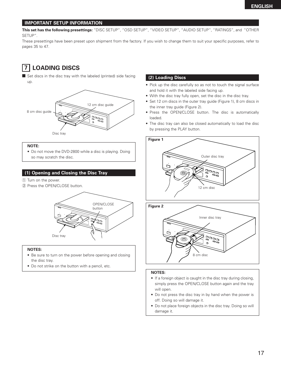 7 loading discs | Denon DVD-2800II User Manual | Page 17 / 94