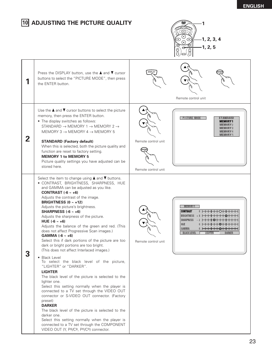 10 adjusting the picture quality, English | Denon DVD-2800II User Manual | Page 23 / 94