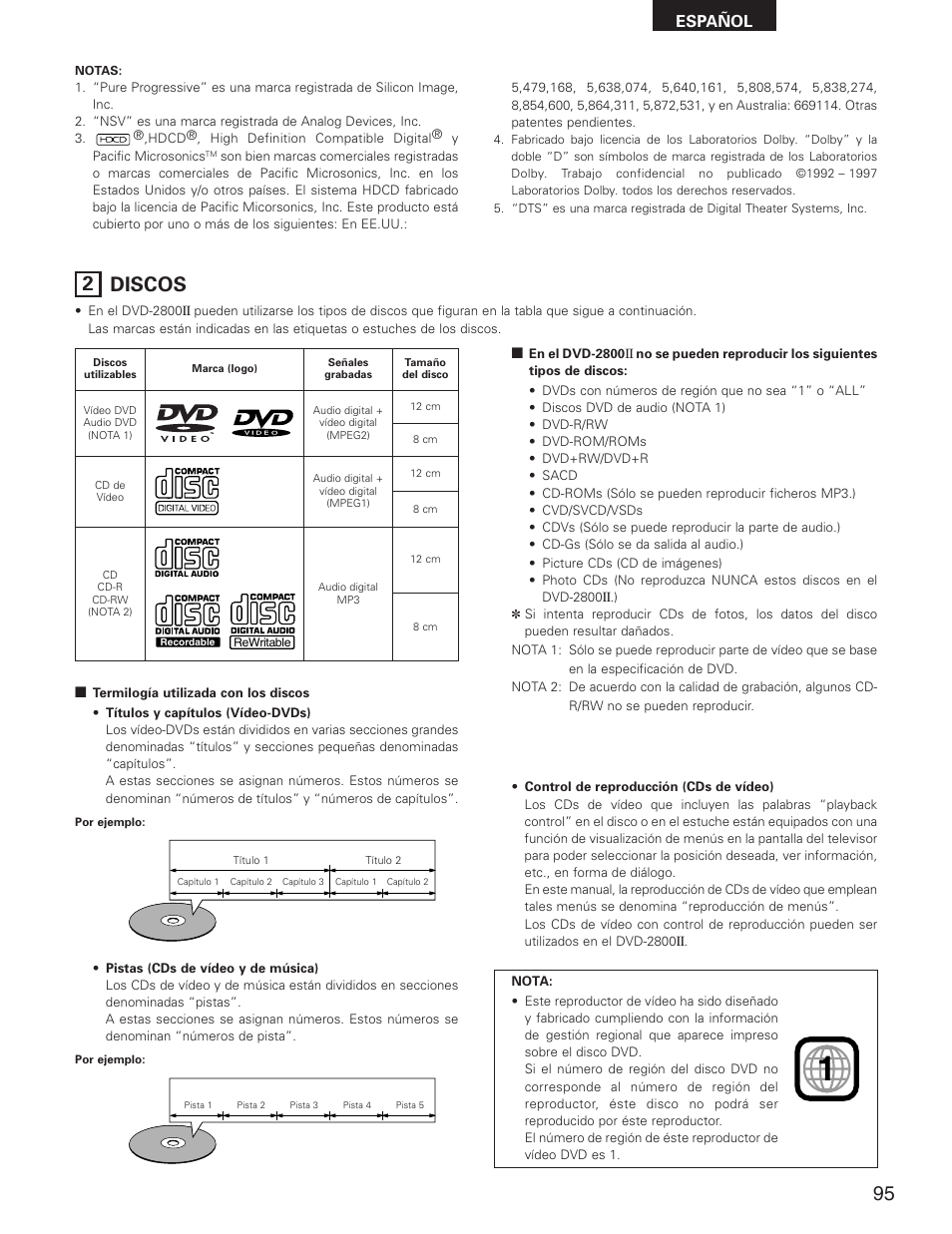 2 discos, Español | Denon DVD-2800II User Manual | Page 51 / 94