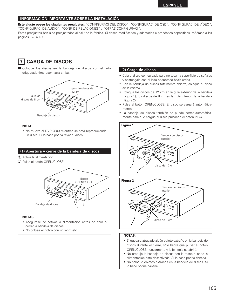 7 carga de discos | Denon DVD-2800II User Manual | Page 61 / 94