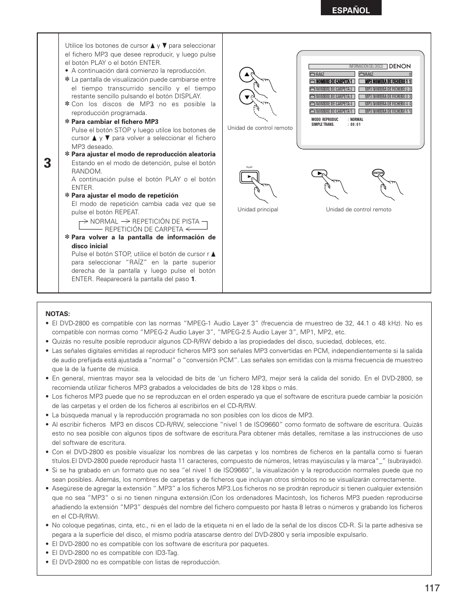 Español | Denon DVD-2800II User Manual | Page 73 / 94