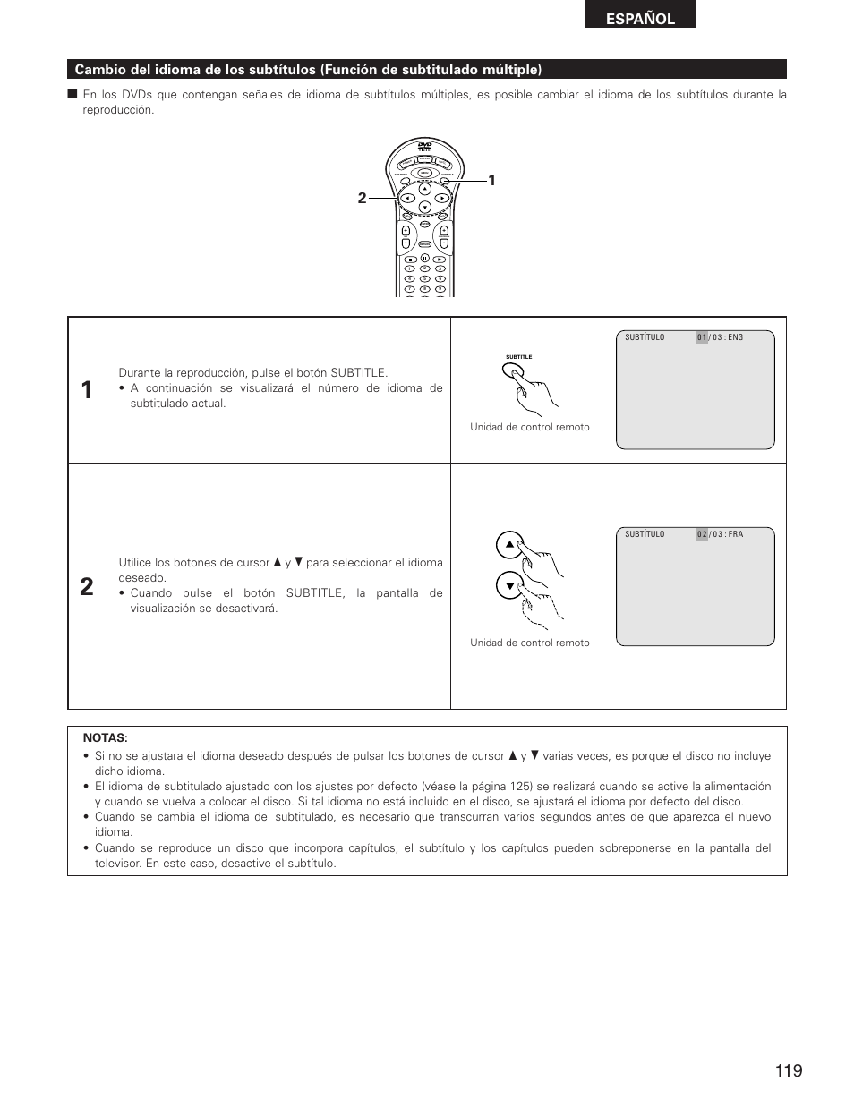 Español, Skip, Slow/search | Denon DVD-2800II User Manual | Page 75 / 94