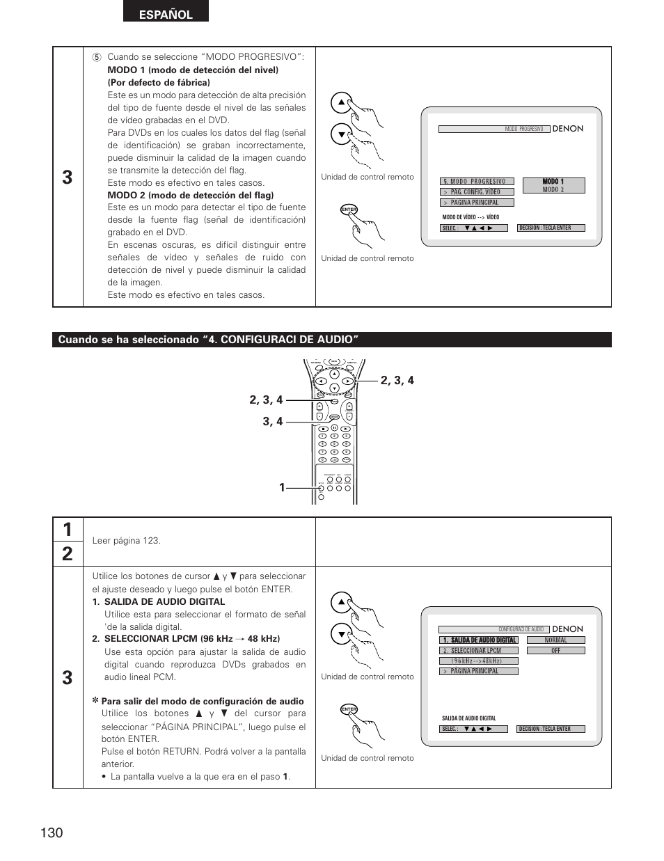 Español, Cuando se ha seleccionado “4. configuraci de audio, Skip | Slow/search | Denon DVD-2800II User Manual | Page 86 / 94