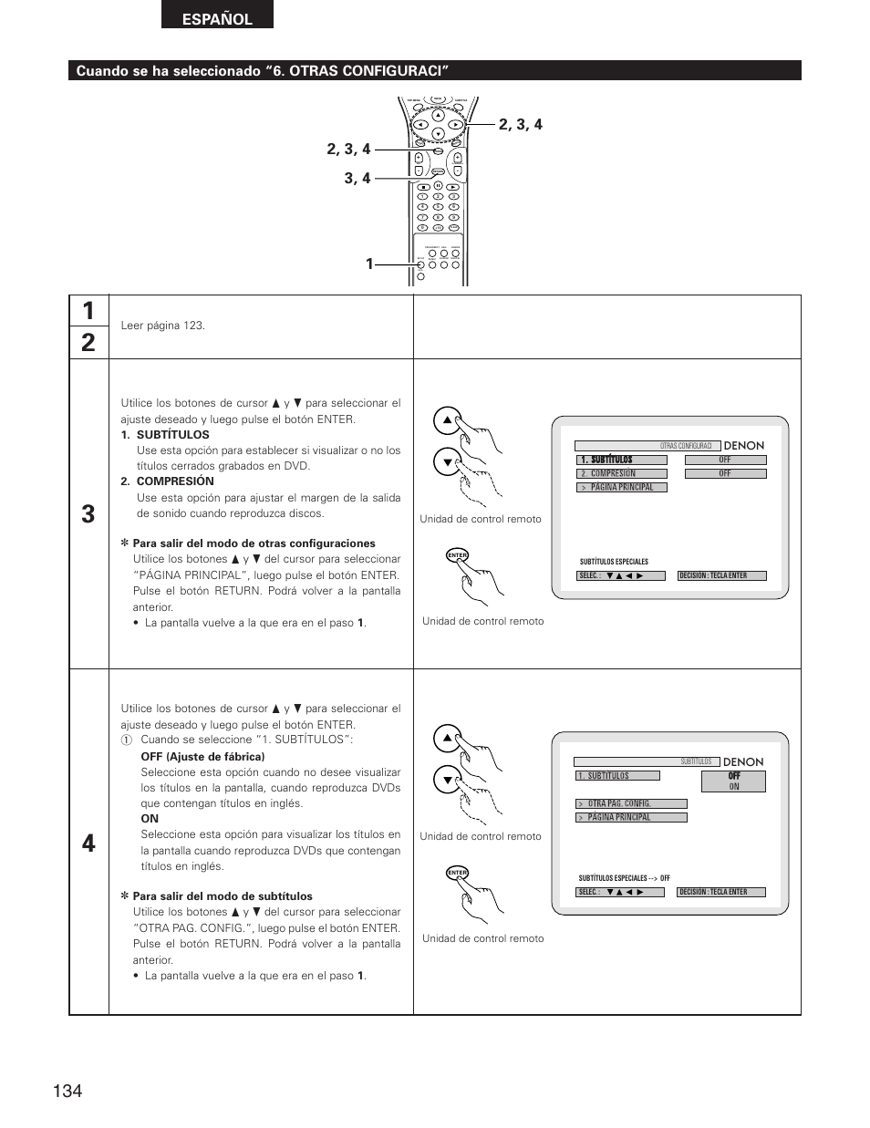 Español, Cuando se ha seleccionado “6. otras configuraci, Skip | Slow/search | Denon DVD-2800II User Manual | Page 90 / 94