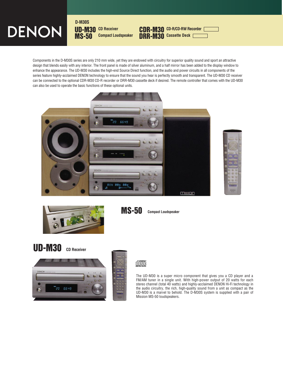 Denon D-M30S User Manual | 2 pages