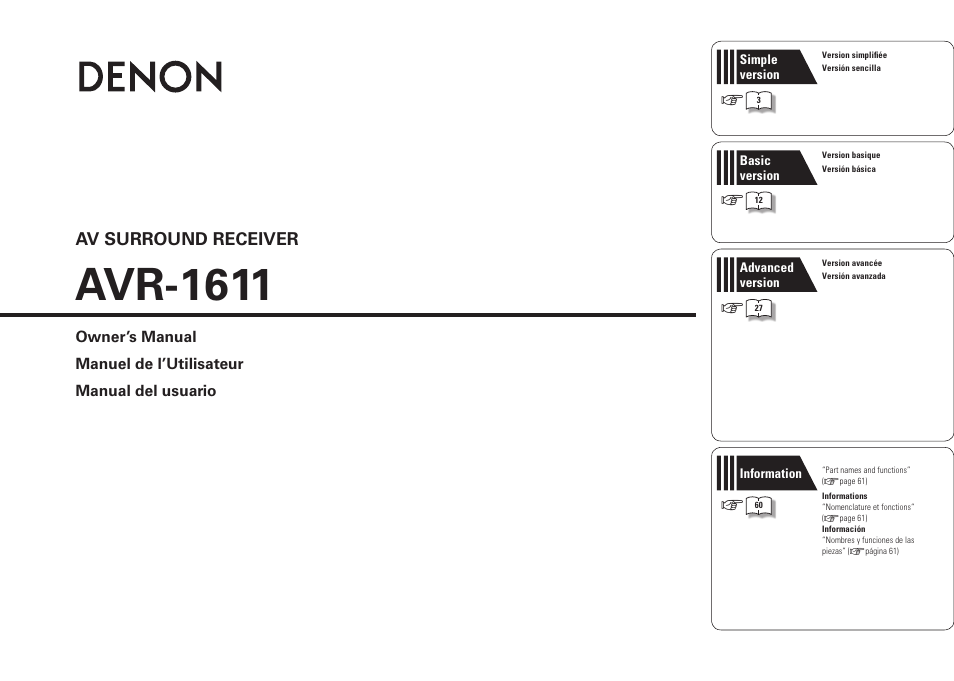 Denon AVR-1611 User Manual | 78 pages