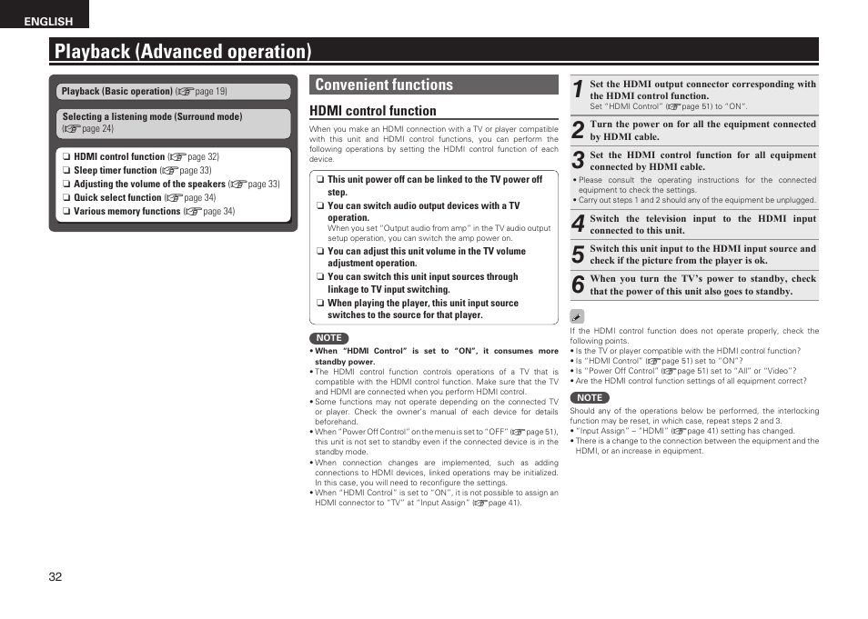 Playback (advanced operation), Convenient functions | Denon AVR-1611 User Manual | Page 35 / 78