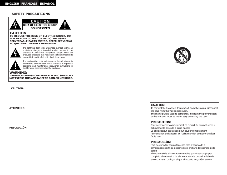 Important safety instructions, Caution, Warning | Denon DN-A300M User Manual | Page 2 / 25