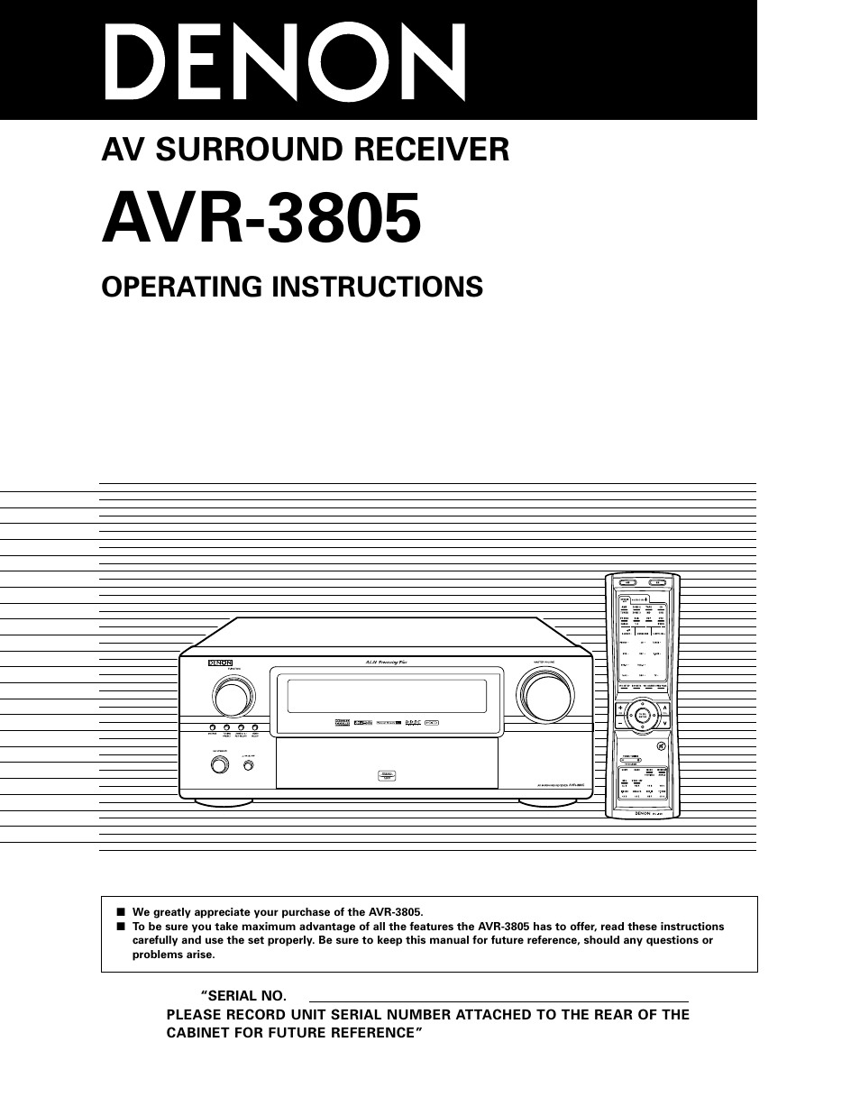 Denon AVR-3805 User Manual | 104 pages