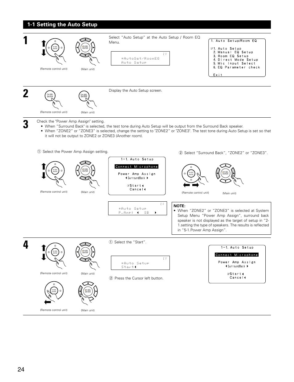 1 setting the auto setup | Denon AVR-3805 User Manual | Page 24 / 104