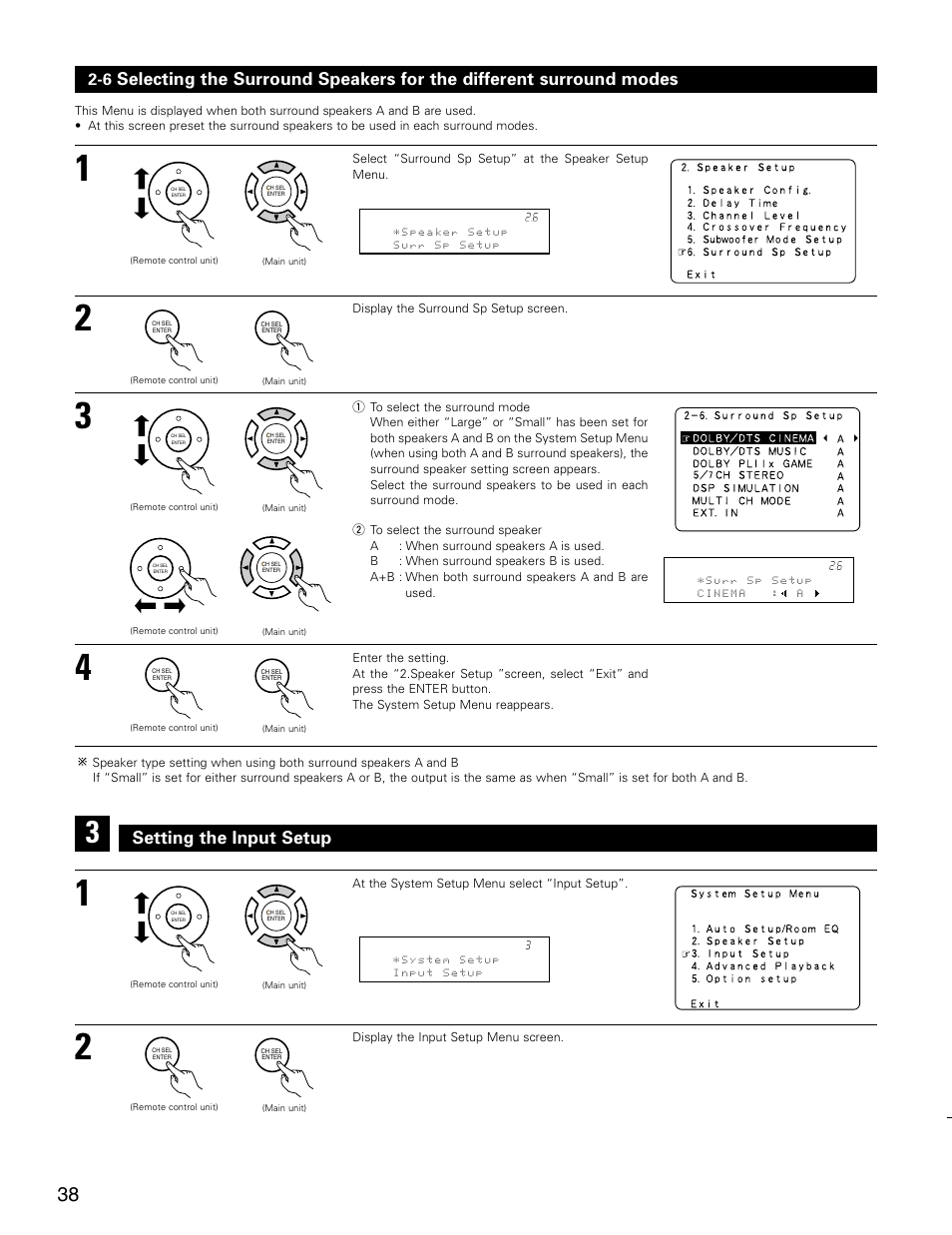Setting the input setup | Denon AVR-3805 User Manual | Page 38 / 104