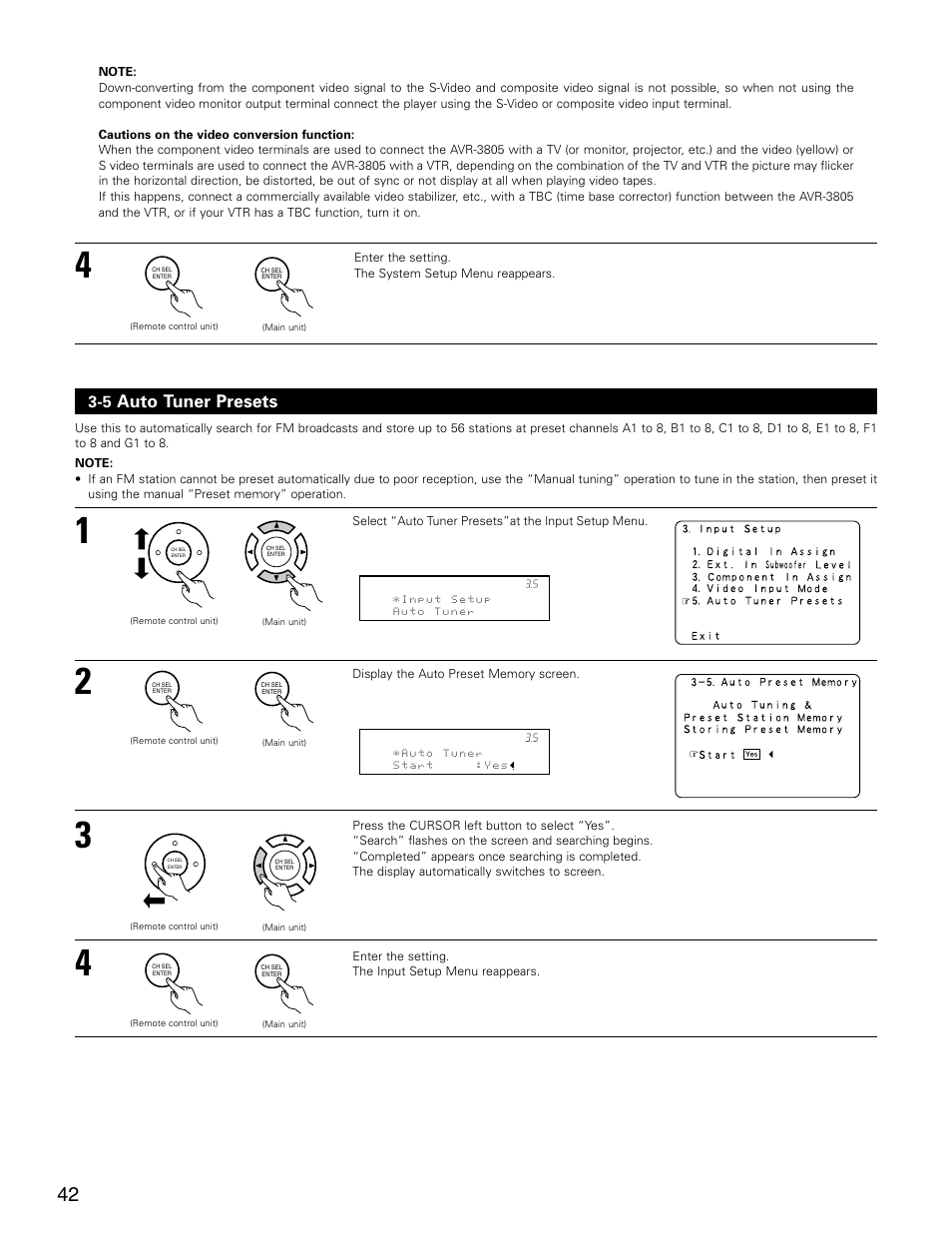 Auto tuner presets | Denon AVR-3805 User Manual | Page 42 / 104
