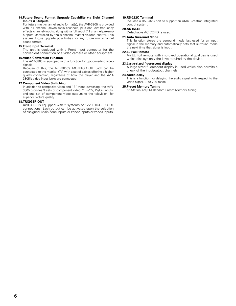 Denon AVR-3805 User Manual | Page 6 / 104