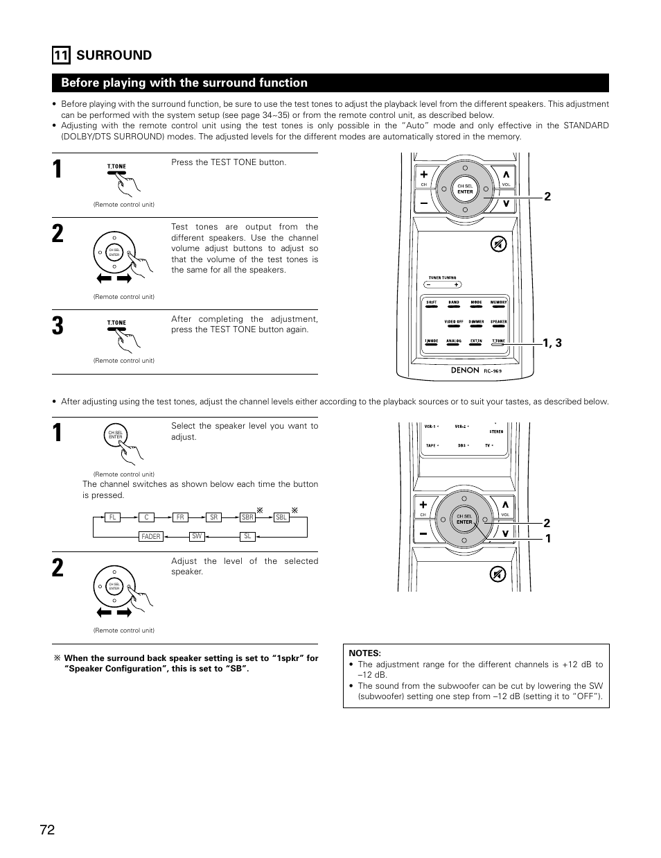 11 surround | Denon AVR-3805 User Manual | Page 72 / 104