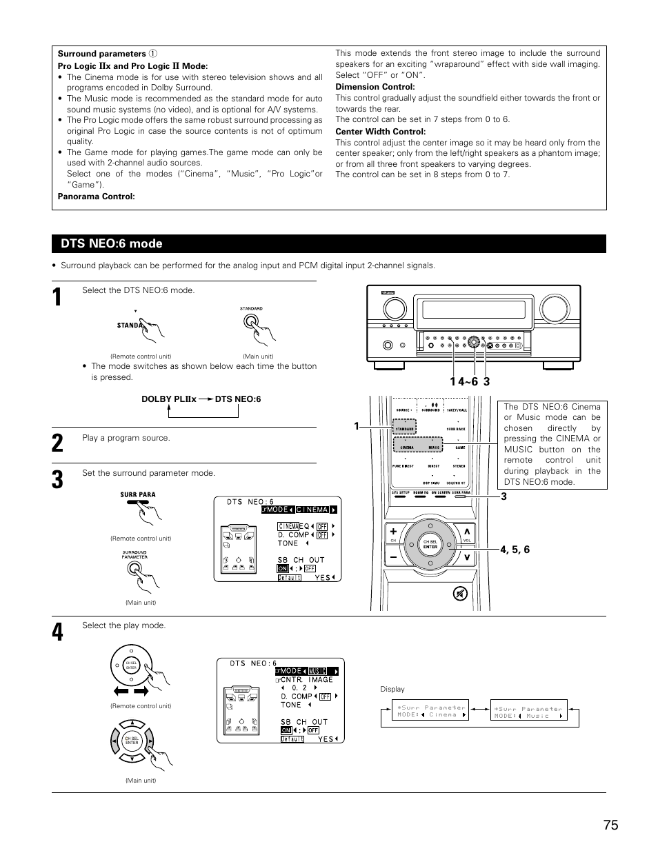 Dts neo:6 mode | Denon AVR-3805 User Manual | Page 75 / 104