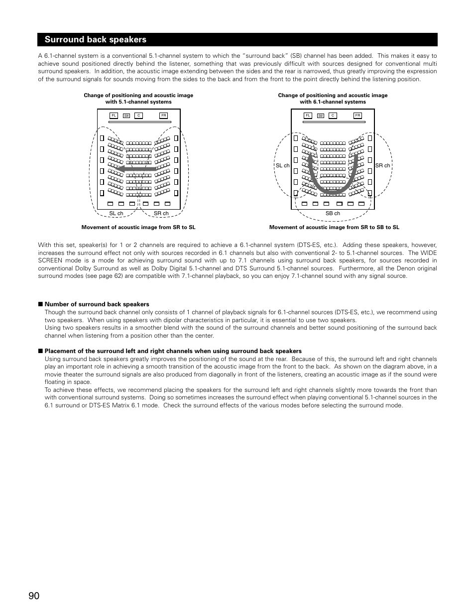 Surround back speakers | Denon AVR-3805 User Manual | Page 90 / 104