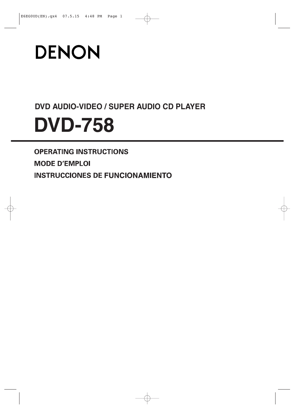 Denon DVD-758 User Manual | 36 pages