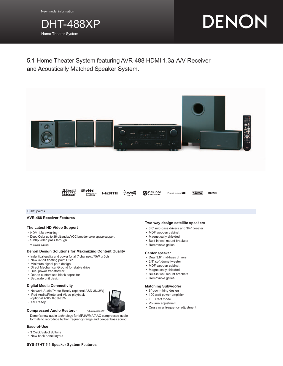 Denon DHT-488XP User Manual | 2 pages