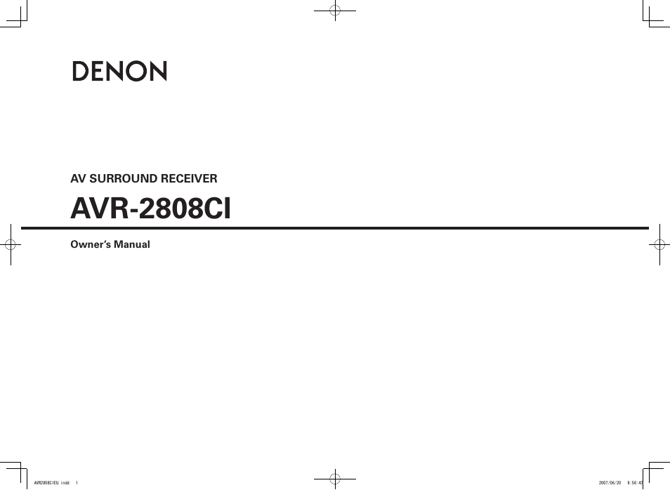 Denon AVR-2808CI User Manual | 96 pages