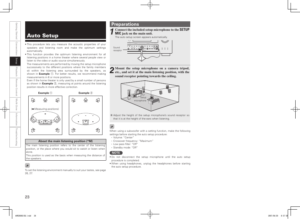 Auto setup, Preparations | Denon AVR-2808CI User Manual | Page 26 / 96