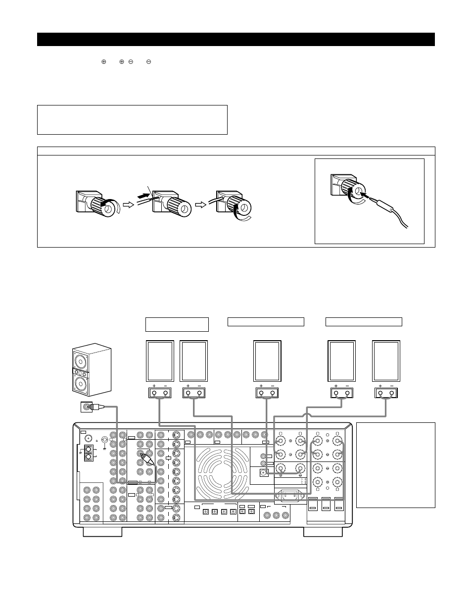 Speaker system connections, L) (r) (r), Speaker impedance | Connecting the speaker cords, Connections | Denon AVR-4800 User Manual | Page 12 / 69